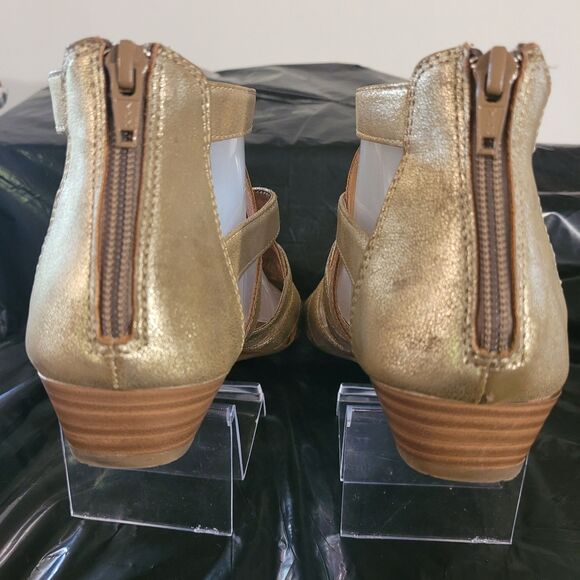 Cloudwalkers Gina Gold Metallic Sandals Galdiator Womens Sz 8 Zip Back - Picture 4 of 11